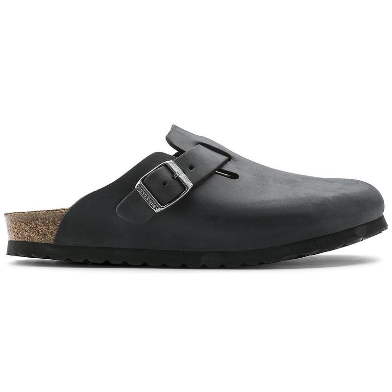 Birkenstock Oiled Læder Boston Dame Sort | DK 315PJJ